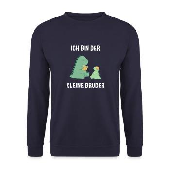 Dino Brüder Kleiner Bruder - Ich bin der kleine - Unisex Pullover - Navy - Vorne - Alina (178cm) & Michal (187cm)