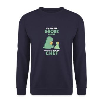 Lustiges Großer Bruder Shirt - Dino Brüder - Unisex Pullover - Navy - Vorne - Alina (178cm) & Michal (187cm)