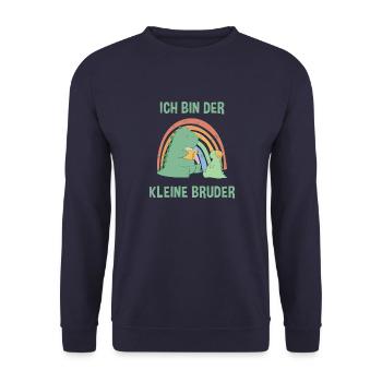Dinosaurier Kleiner Bruder - Ich bin der kleine - Unisex Pullover - Navy - Vorne - Alina (178cm) & Michal (187cm)