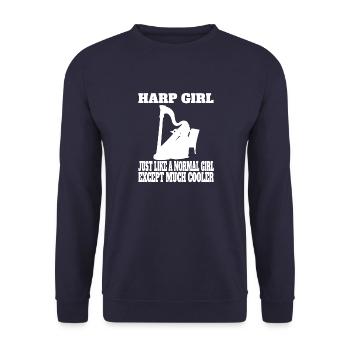 Harp Player Girls Harp Teacher Women's Harp - Unisex Sweatshirt - navy - Front - Alina (178cm) & Michal (187cm)