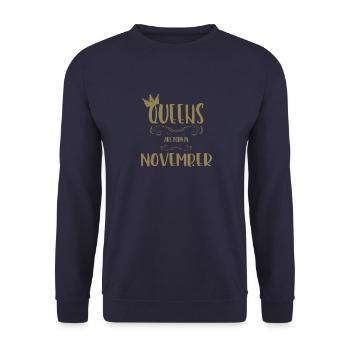 A queen was born in November - Unisex Sweatshirt - navy - Front - Alina (178cm) & Michal (187cm)