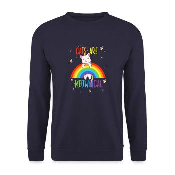Cute Cats Unicorn Rainbow Cat Cat Owner - Unisex Sweatshirt - navy - Front - Alina (178cm) & Michal (187cm)