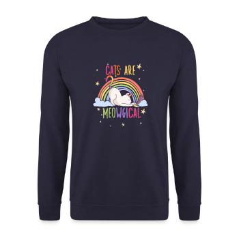 Cats are Meowgical Rainbow Unicorn Cat - Unisex Sweatshirt - navy - Front - Alina (178cm) & Michal (187cm)
