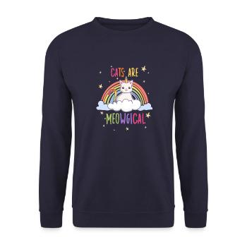 Cute Cats Rainbow Motif for Cat Fans - Unisex Sweatshirt - navy - Front - Alina (178cm) & Michal (187cm)