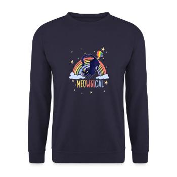 Meowgical Cat Saying for Cats Fans Rainbow - Unisex Sweatshirt - navy - Front - Alina (178cm) & Michal (187cm)