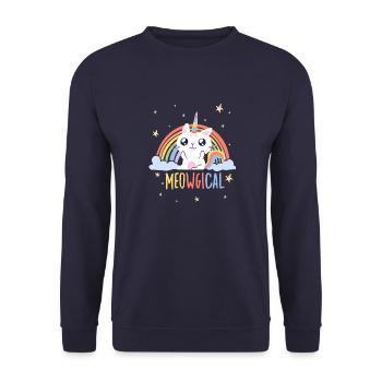 Süßes Katzen Spruch Katzenliebhaber Regenbogen - Unisex Pullover - Navy - Vorne - Alina (178cm) & Michal (187cm)