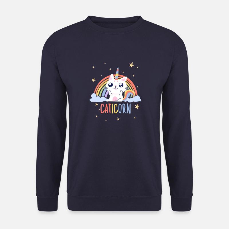Süßes Caticorn Katze Einhorn Regenbogen Katzen - Unisex Pullover - Navy