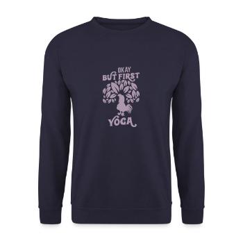 Yes, but yoga first - Unisex Sweatshirt - navy - Front - Alina (178cm) & Michal (187cm)