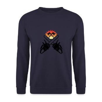 Chainsaw Axe Forester Lumberjack Saw Chain - Unisex Sweatshirt - navy - Front - Alina (178cm) & Michal (187cm)