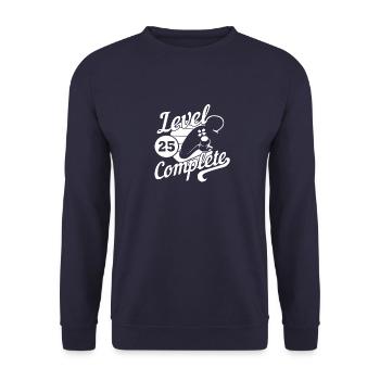 Level 25 Geburtstag Gamer - Unisex Pullover - Navy - Vorne - Alina (178cm) & Michal (187cm)