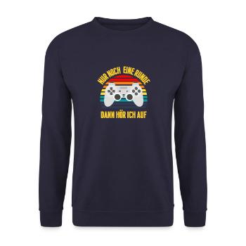 Nur noch eine Runde dann hör ich auf Gaming Shirt - Unisex Pullover - Navy - Vorne - Alina (178cm) & Michal (187cm)