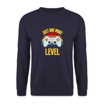 Juste un niveau de plus drôle de chemise de jeu - Sweat-shirt Unisexe - marine - Devant - Alina (178cm) & Michal (187cm)
