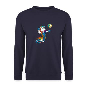 Volleyball Einhorn Jungen Mädchen - Einhorn - Unisex Pullover - Navy - Vorne - Alina (178cm) & Michal (187cm)