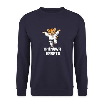 Okinawa Karate Tiger Crane Kick - Karate - Unisex Pullover - Navy - Vorne - Alina (178cm) & Michal (187cm)