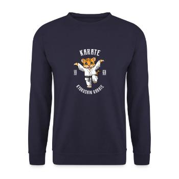 Karate Tiger Crane Kick - Karate Japan Fighting - Unisex Pullover - Navy - Vorne - Alina (178cm) & Michal (187cm)