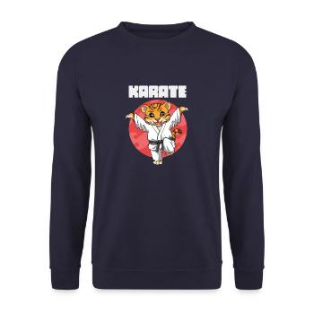Lustiger Karate-Tiger-Kranich-Kick - Unisex Pullover - Navy - Vorne - Alina (178cm) & Michal (187cm)