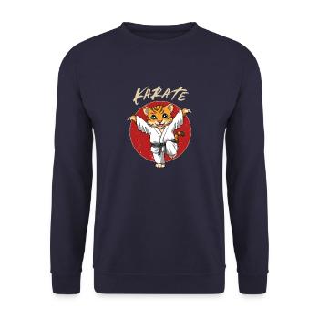 Karate Tiger Crane Kick - Karate Kampfsport - Unisex Pullover - Navy - Vorne - Alina (178cm) & Michal (187cm)