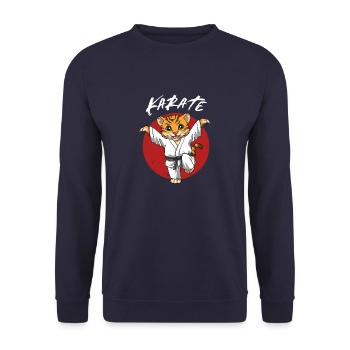 Karate Tiger Crane Kick - Jungen und Mädchen - Unisex Pullover - Navy - Vorne - Alina (178cm) & Michal (187cm)