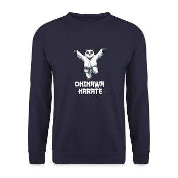 Okinawa Karate Panda Crane Kick - Karate - Unisex Pullover - Navy - Vorne - Alina (178cm) & Michal (187cm)