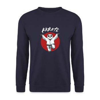 Karate Panda Crane Kick - Jungen und Mädchen - Unisex Pullover - Navy - Vorne - Alina (178cm) & Michal (187cm)