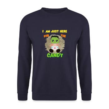 Je suis juste ici pour la chemise d’Halloween drôle de bonbons - Sweat-shirt Unisexe - marine - Devant - Alina (178cm) & Michal (187cm)