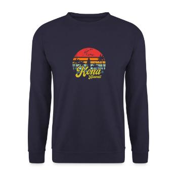 Kona Hawaii Retro Vintage Hawaiian Beach Funny - Unisex Sweatshirt - navy - Front - Alina (178cm) & Michal (187cm)