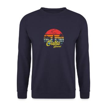 Oahu Hawaii Retro Vintage Hawaiian Beach Funny - Unisex Sweatshirt - navy - Front - Alina (178cm) & Michal (187cm)