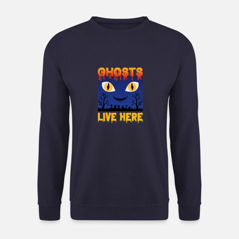 Ghosts Live Here Halloween TShirt - Unisex Sweatshirt - navy