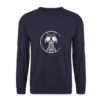 Chainsaw Axe Forester Lumberjack Saw Chain - Unisex Sweatshirt - navy - Front - Alina (178cm) & Michal (187cm)