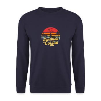Sunshine And Coffee Beach Funny Retro Vintage Pun - Unisex Sweatshirt - navy - Front - Alina (178cm) & Michal (187cm)