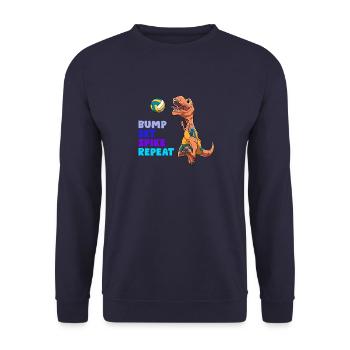 Niedlicher und lustiger Volleyball-T-Rex - Unisex Pullover - Navy - Vorne - Alina (178cm) & Michal (187cm)