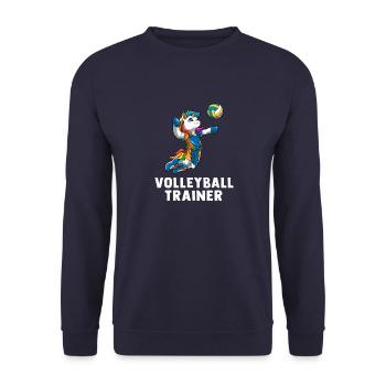 Volleyball Trainer - Niedliches Volleyball Einhorn - Unisex Pullover - Navy - Vorne - Alina (178cm) & Michal (187cm)