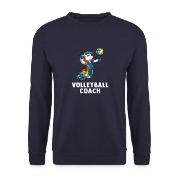 Volleyballtrainer Einhorn - Niedliche - Unisex Pullover - Navy - Vorne - Alina (178cm) & Michal (187cm)