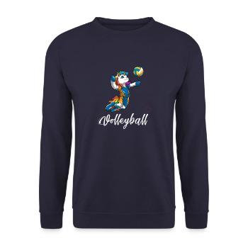 Volleyball Einhorn - Liebe Volleyball - Unisex Pullover - Navy - Vorne - Alina (178cm) & Michal (187cm)