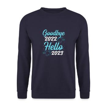 2 Goodbye 2022 hello 2023 - Unisex Pullover - Navy - Vorne - Alina (178cm) & Michal (187cm)