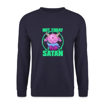 Not Today Satan Funny Halloween Kawaii Devil - Unisex Sweatshirt - navy - Front - Alina (178cm) & Michal (187cm)
