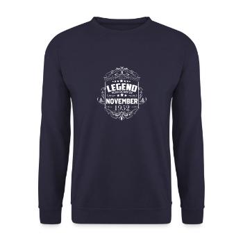 Une légende est née en novembre 1952 - Sweat-shirt Unisexe - marine - Devant - Alina (178cm) & Michal (187cm)