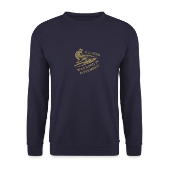 Month of Birth Jet Ski Legend November Sayings - Unisex Sweatshirt - navy - Front - Alina (178cm) & Michal (187cm)