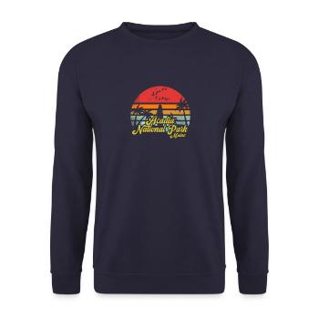 Vintage Acadia Nationalpark Maine Surfen Spaß - Unisex Pullover - Navy - Vorne - Alina (178cm) & Michal (187cm)