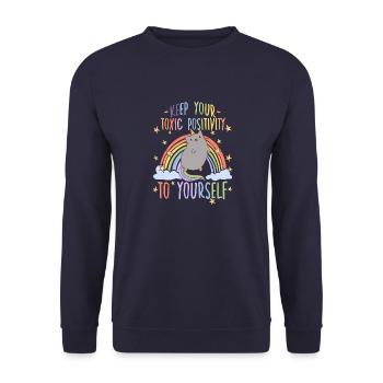 Cynical Anti Rainbow Motif Cat Owner - Unisex Sweatshirt - navy - Front - Alina (178cm) & Michal (187cm)