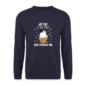 Sure, my cat is picky cat owner - Unisex Sweatshirt - navy - Front - Alina (178cm) & Michal (187cm)