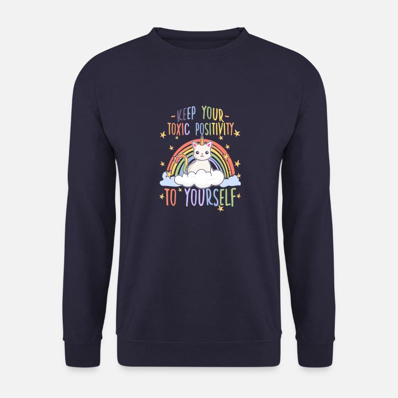 Süßes Anti Regenbogen Toxic Positivity Katzen - Unisex Pullover - Navy