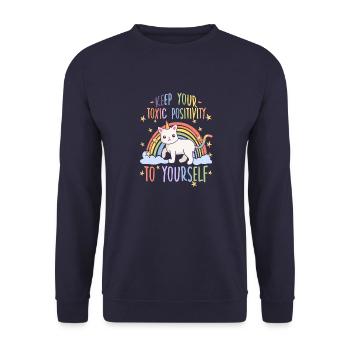 Anti Rainbow Cats Motive Misanthrope Cats - Unisex Sweatshirt - navy - Front - Alina (178cm) & Michal (187cm)