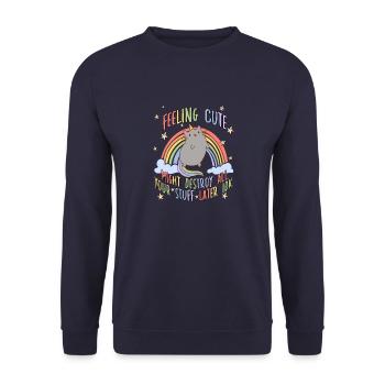 Cat saying for cat owners rainbow - Unisex Sweatshirt - navy - Front - Alina (178cm) & Michal (187cm)