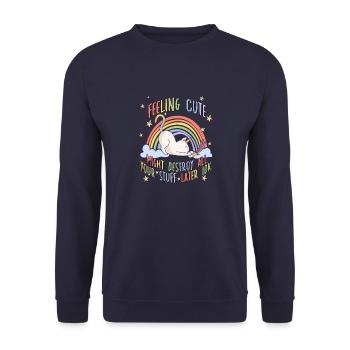 Katzenbesitzer Motiv für Katzen Fans Regenbogen - Unisex Pullover - Navy - Vorne - Alina (178cm) & Michal (187cm)