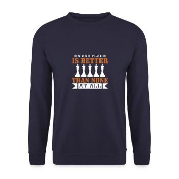Ein schlechter Plan ist besser als gar keiner - Unisex Pullover - Navy - Vorne - Alina (178cm) & Michal (187cm)