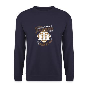 Selbst ein schlechter Plan ist besser als gar kein Plan - Unisex Pullover - Navy - Vorne - Alina (178cm) & Michal (187cm)