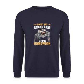 Haustiersammler Springende Spinnen Sammlung Liebha - Unisex Pullover - Navy - Vorne - Alina (178cm) & Michal (187cm)