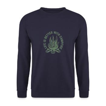 Life is better around the campfire - Unisex Sweatshirt - navy - Front - Alina (178cm) & Michal (187cm)