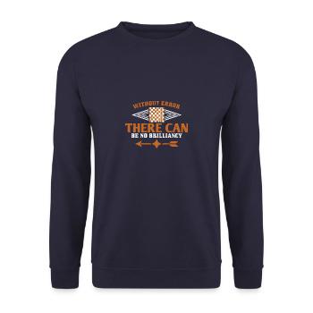 Ohne Fehler kann es keine Brillanz geben - Unisex Pullover - Navy - Vorne - Alina (178cm) & Michal (187cm)